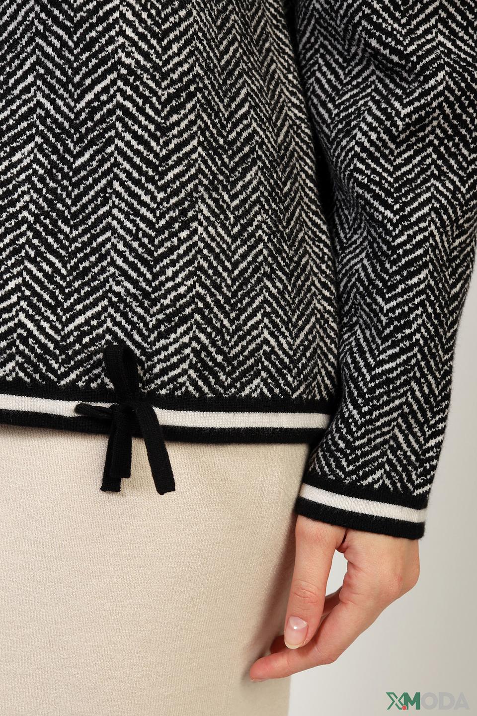 Пуловер Oui в ёлочку чёрный