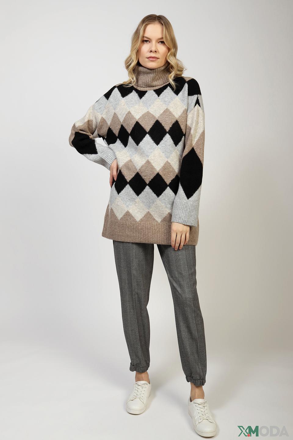 Водолазка Oui в ромбик бежевый