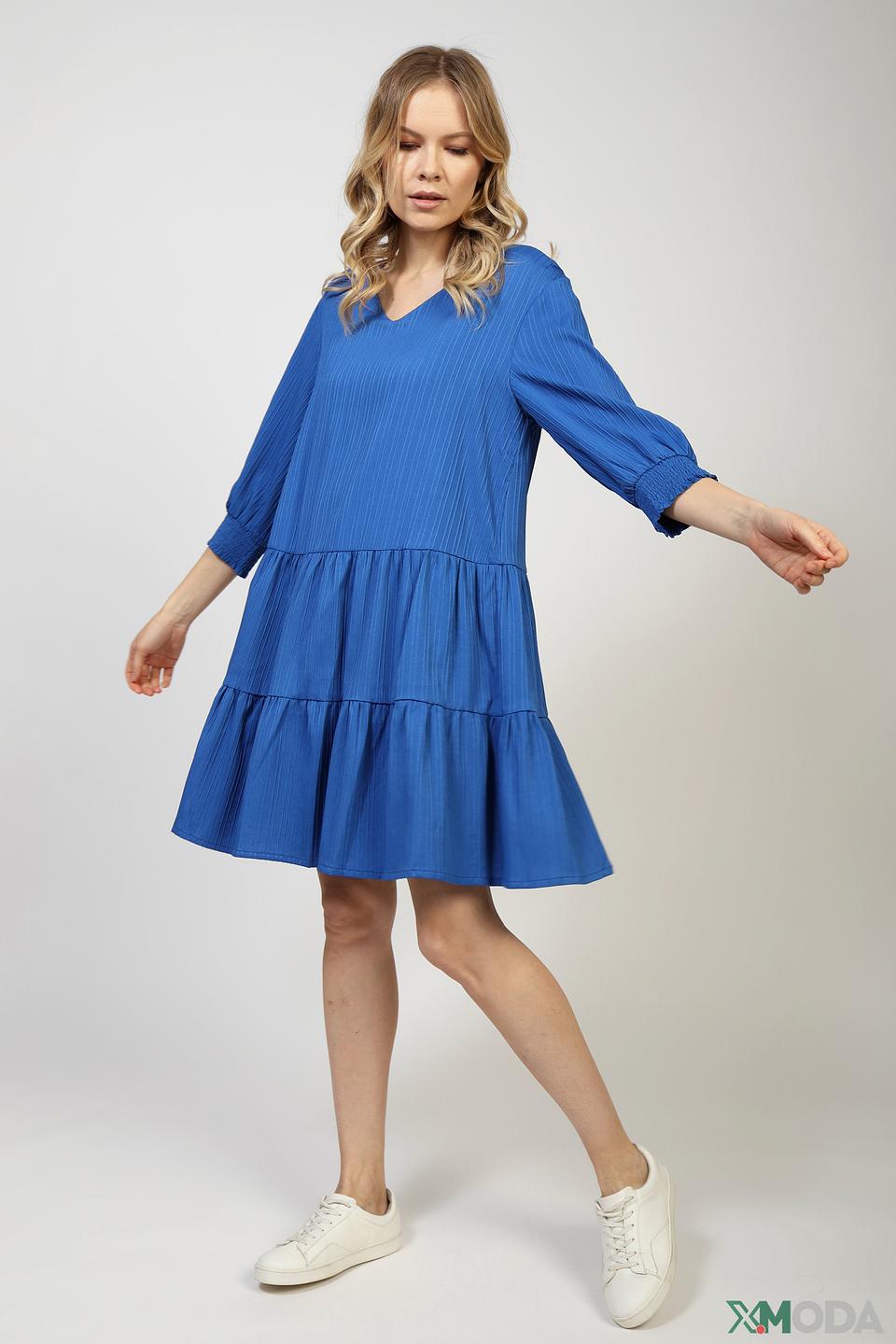 Платье Comma синее с оборками