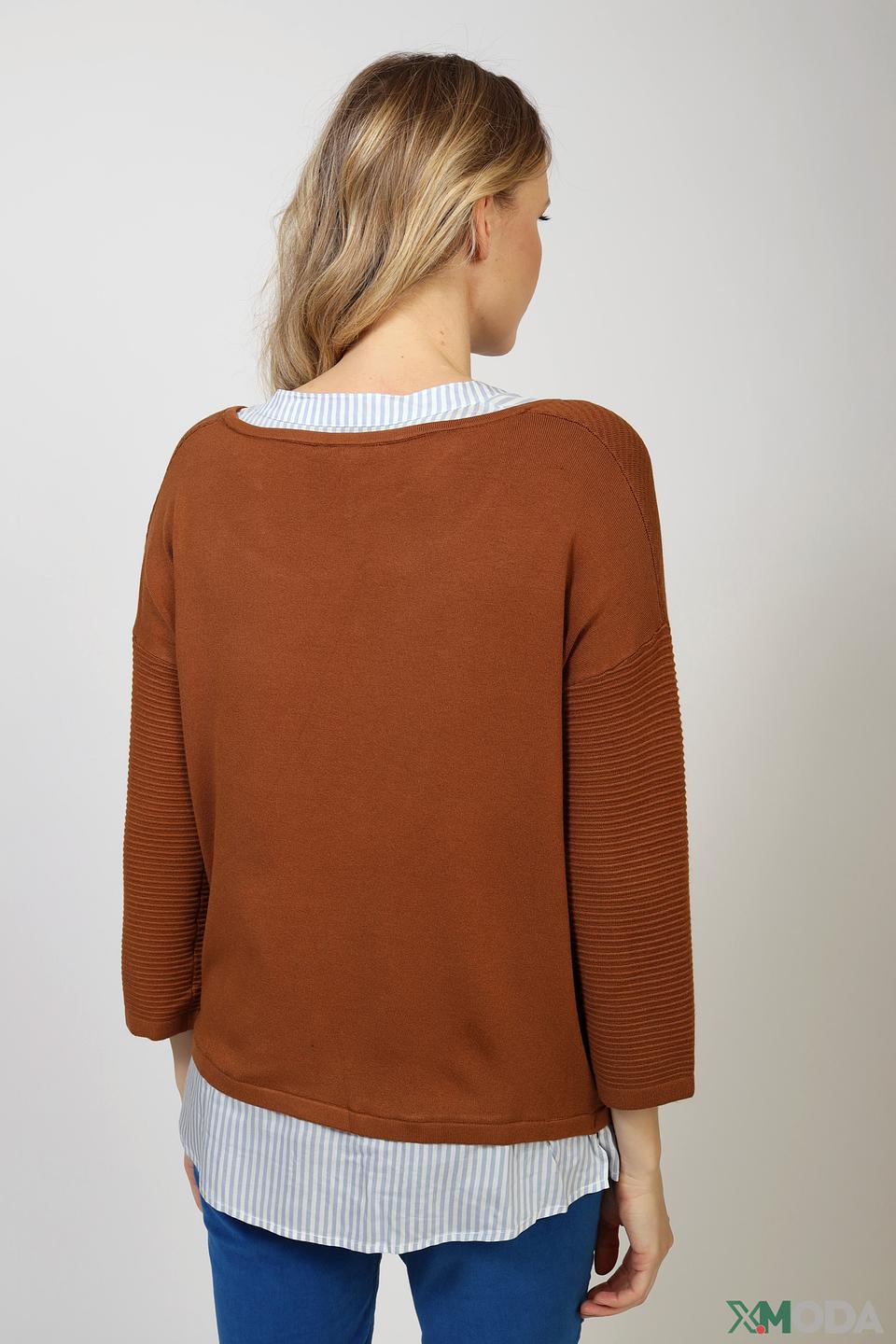 Блуза Comma с текстурой коричневая