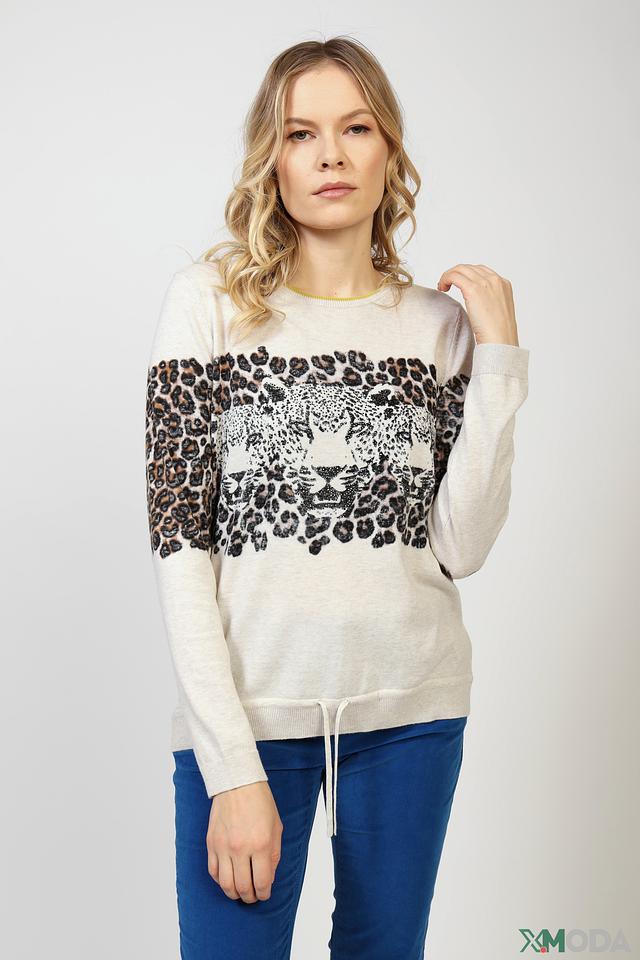 Пуловер Oui с леопардовым принтом