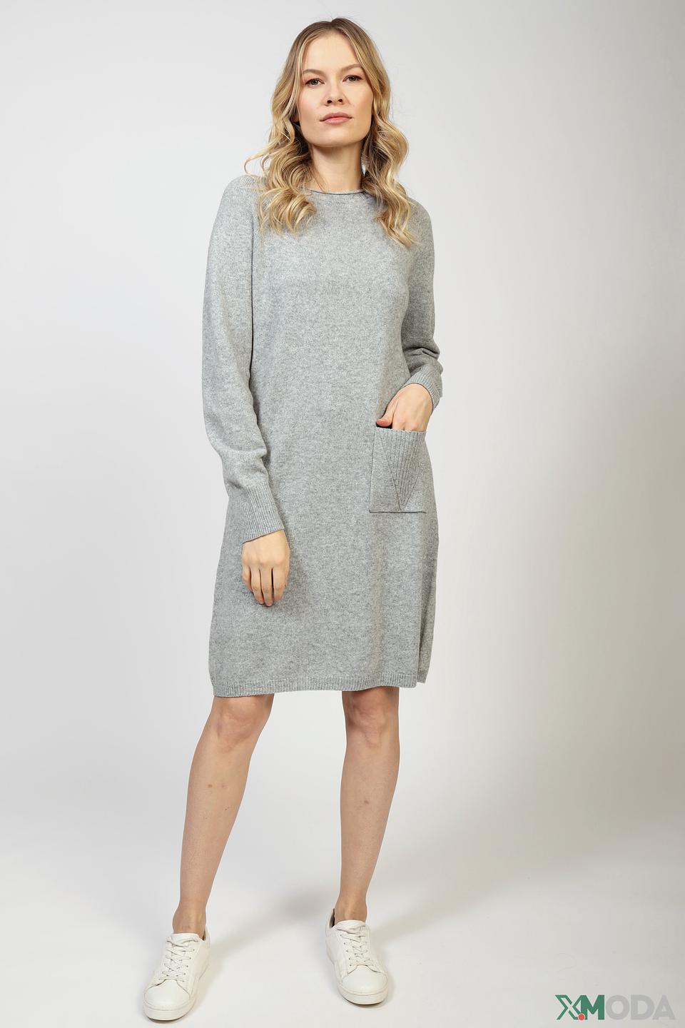 Платье Oui серое вязаное