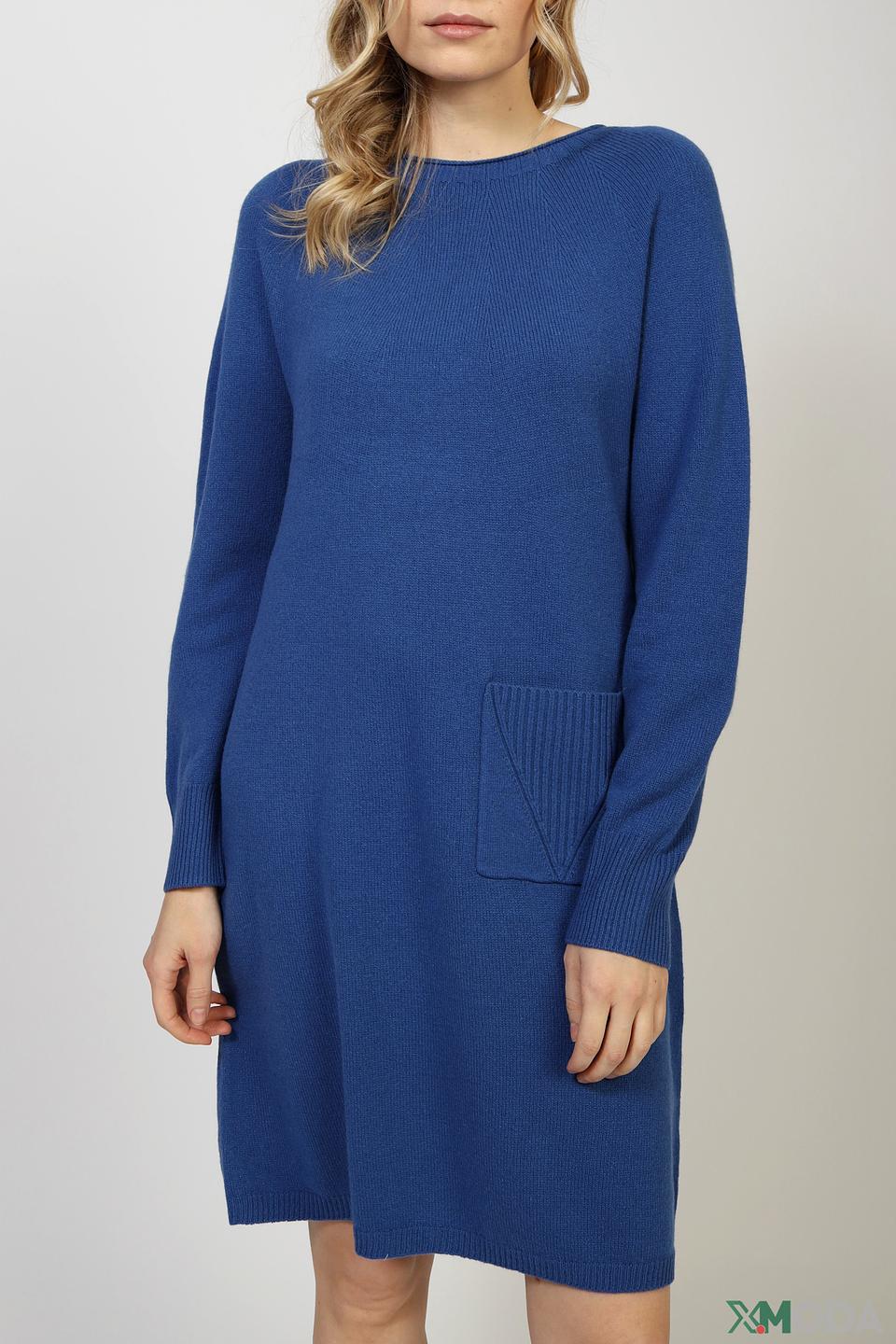 Платье Oui вязаное синее