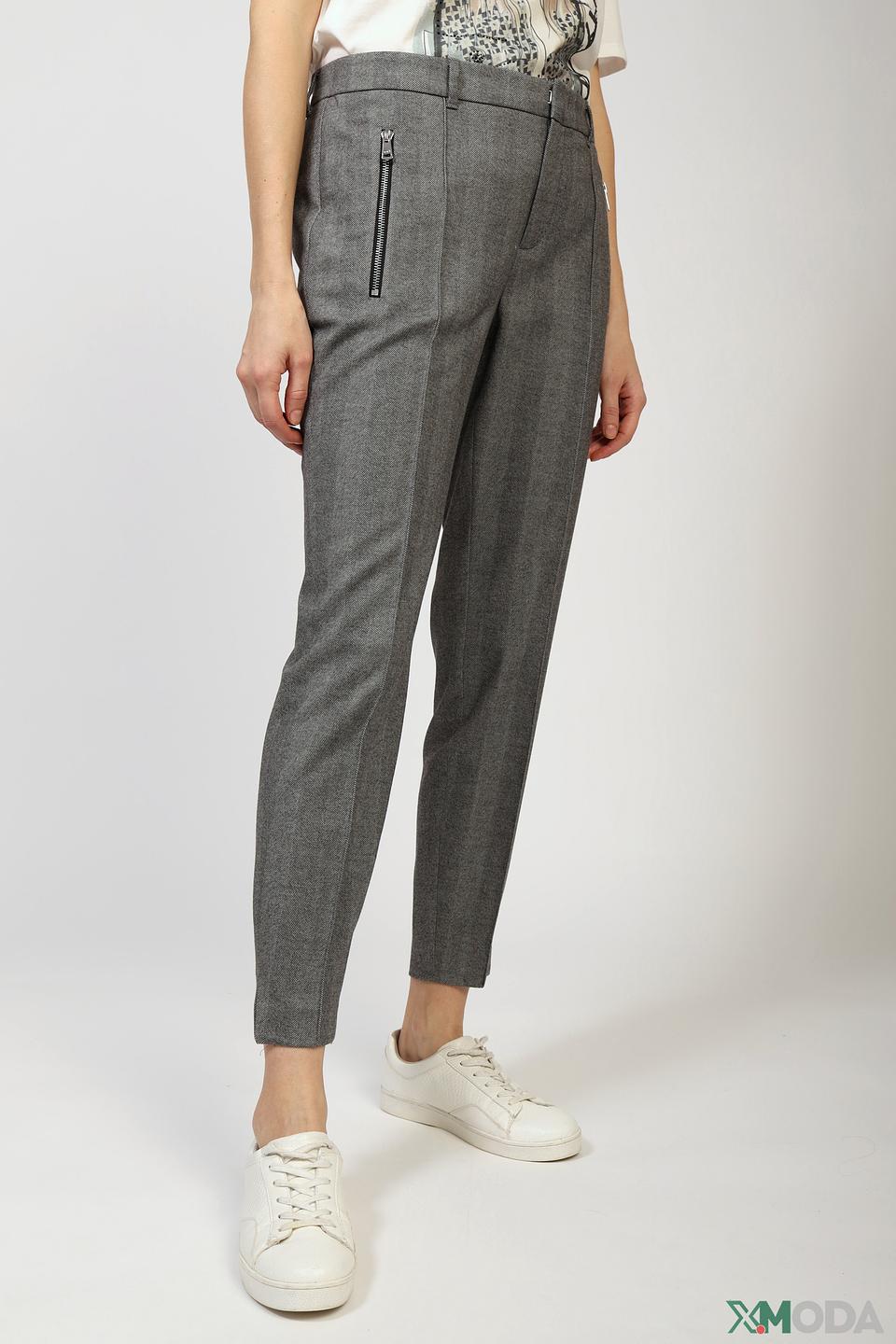 Брюки Oui в клетку серые