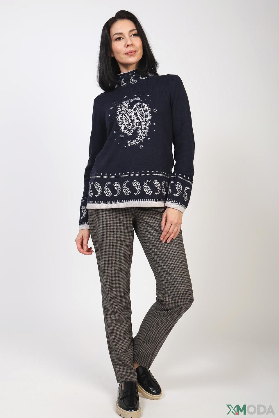 Пуловер Olsen с узором тёмно-синий