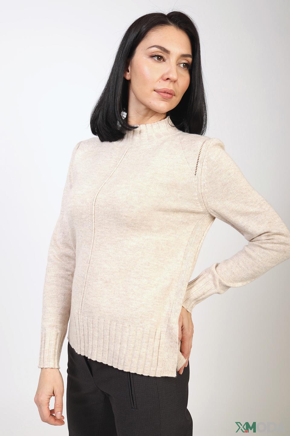 Пуловер Bianca с рукавами-фонариками бежевый