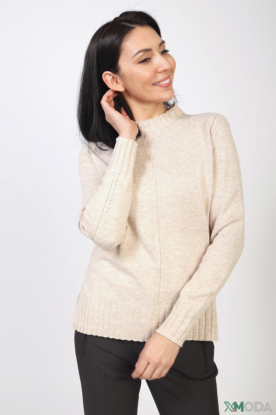 Пуловер Bianca с рукавами-фонариками бежевый