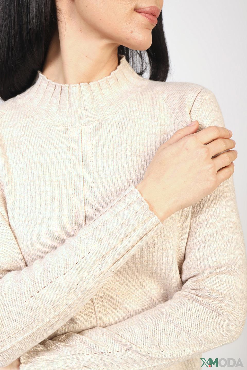 Пуловер Bianca с рукавами-фонариками бежевый