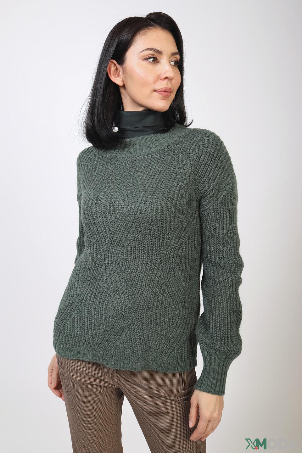 Пуловер Bianca зелёный с косами