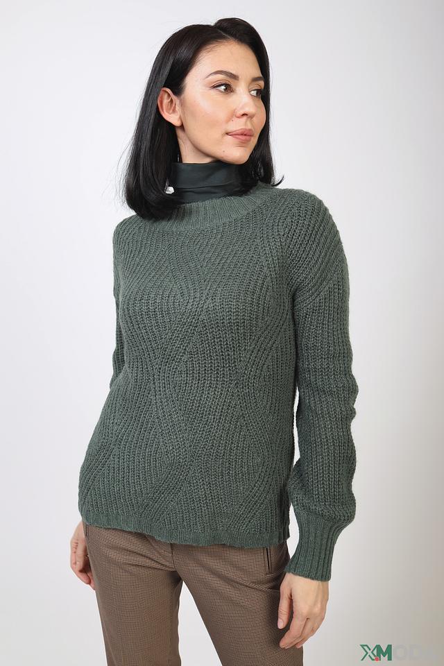 Пуловер Bianca зелёный с косами