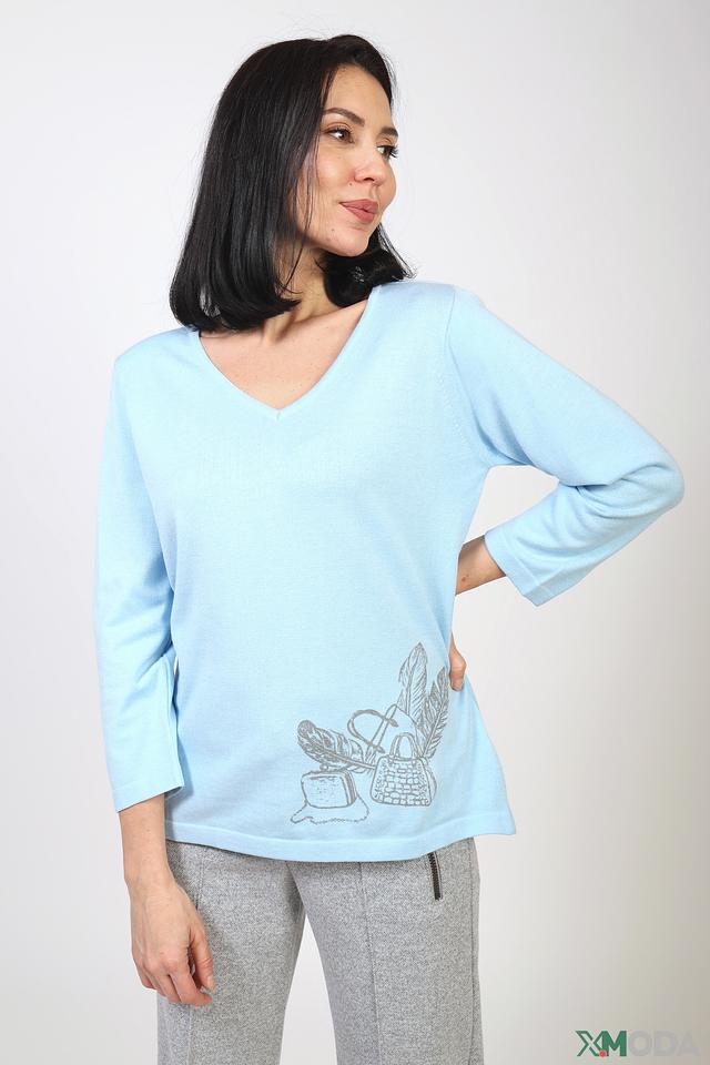 Пуловер Eugen Klein голубой с принтом