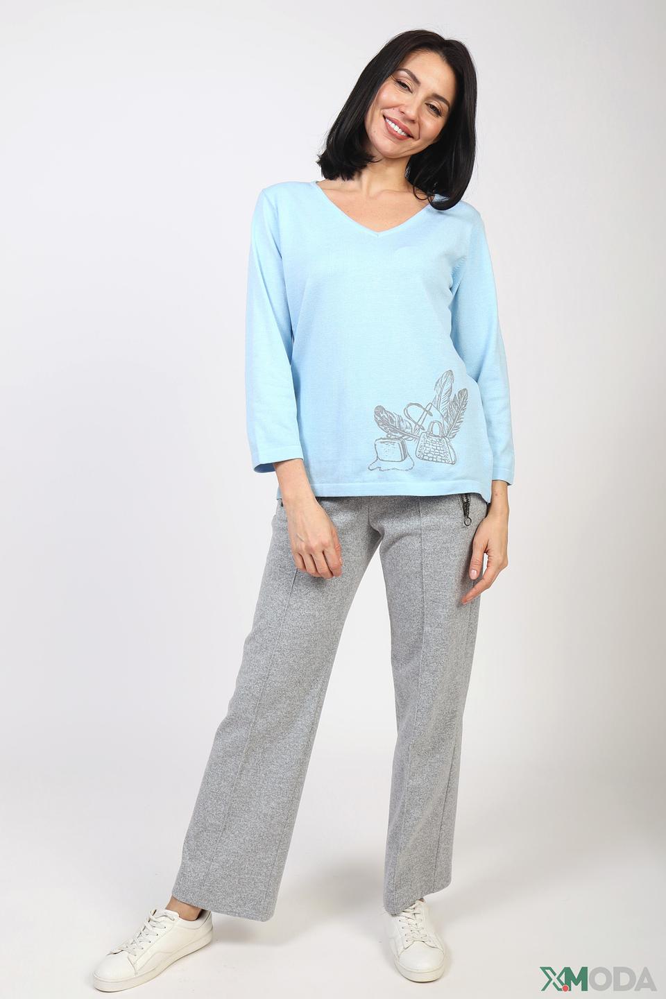 Пуловер Eugen Klein голубой с принтом