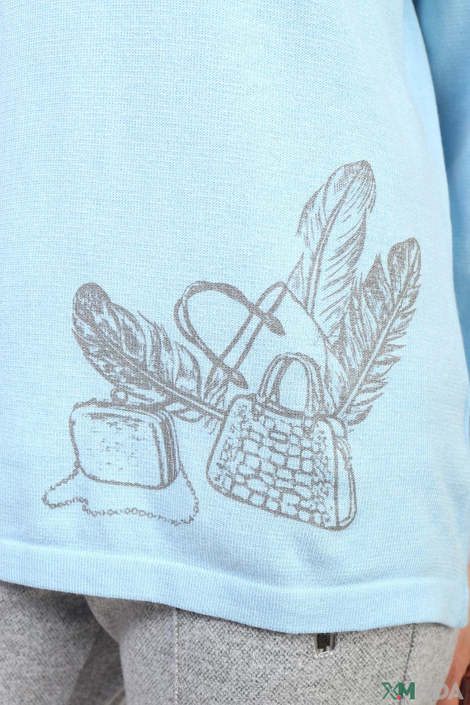 Пуловер Eugen Klein голубой с принтом