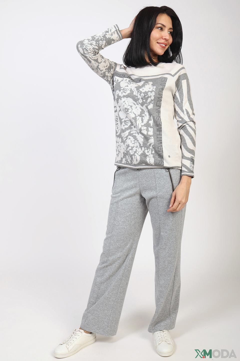 Пуловер Rabe collection с принтом серый