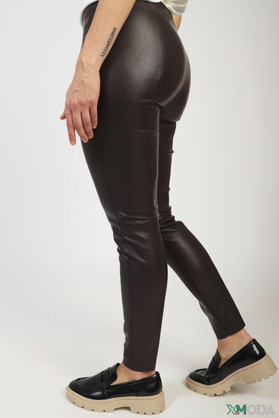 Брюки кожаные Oui коричневые