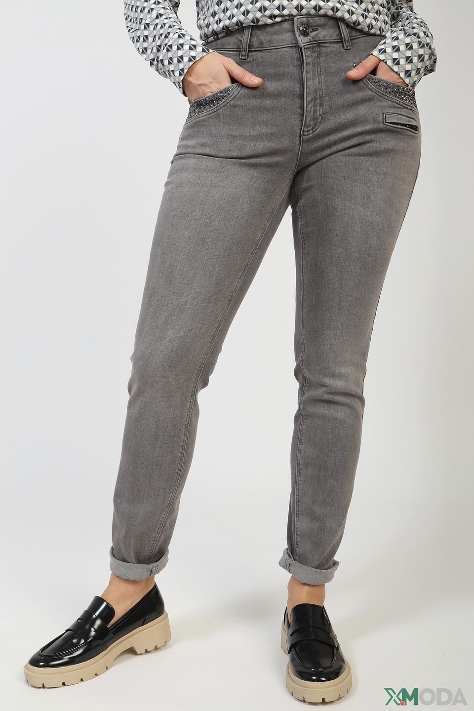 Джинсы Oui серые с декором