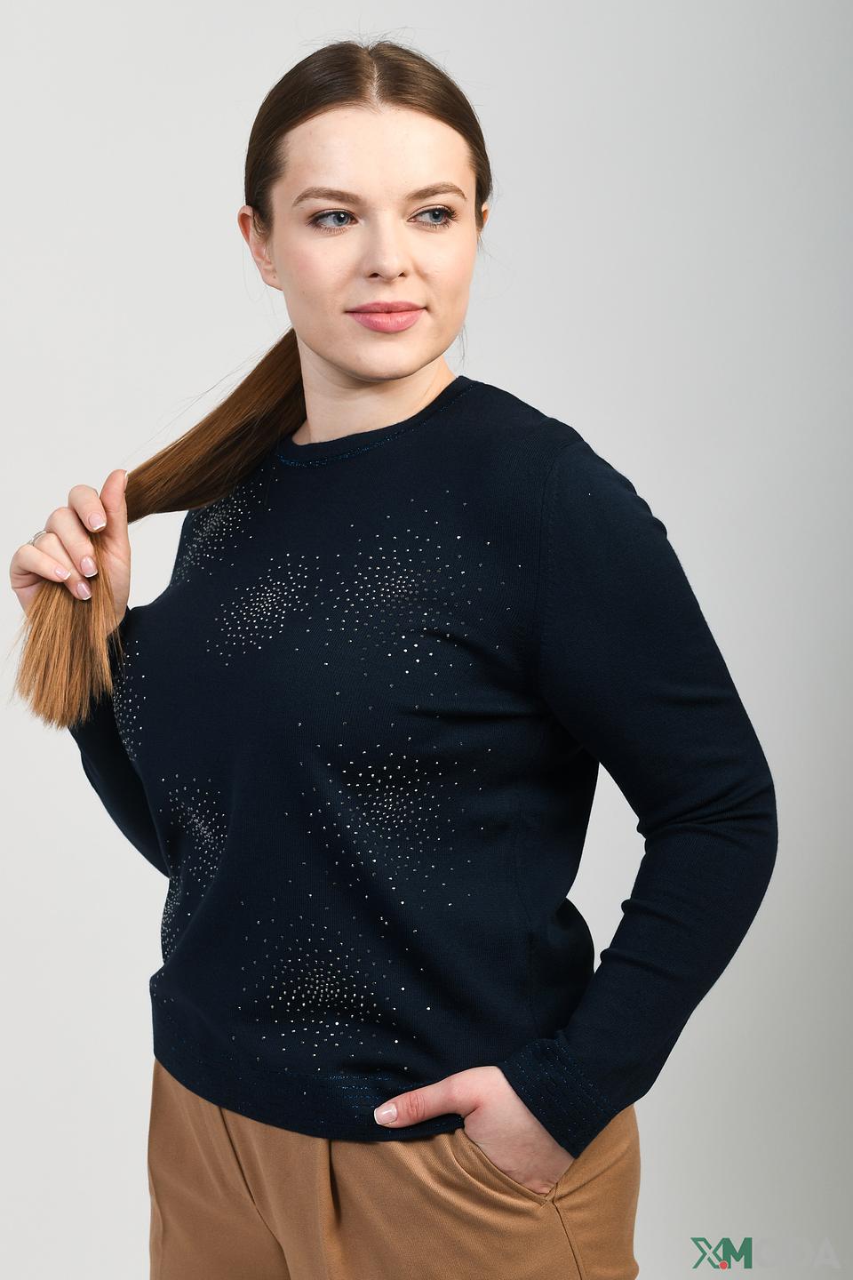 Пуловер Rabe collection с пайетками тёмно-синий