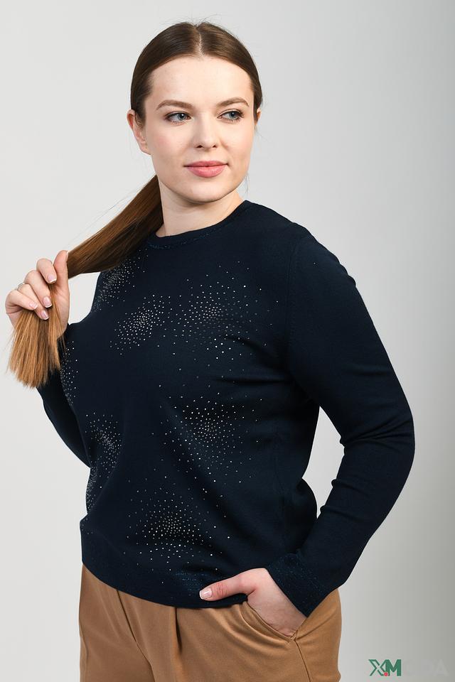 Пуловер Rabe collection с пайетками тёмно-синий