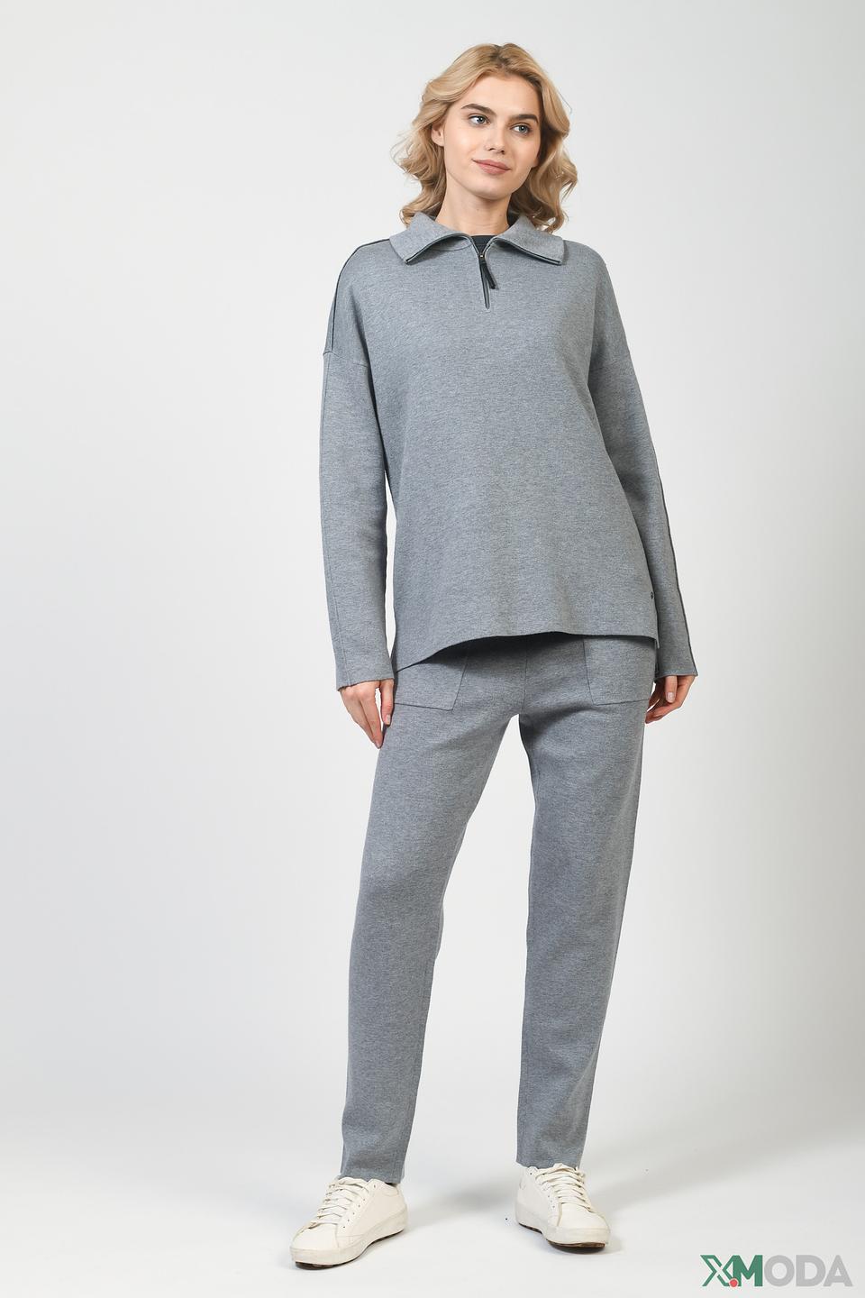 Пуловер Betty and Co с молнией серый