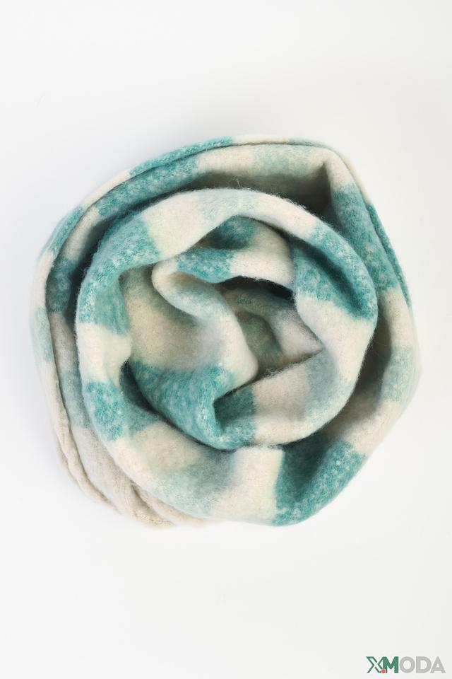 Шарф QS в клетку бирюзовый