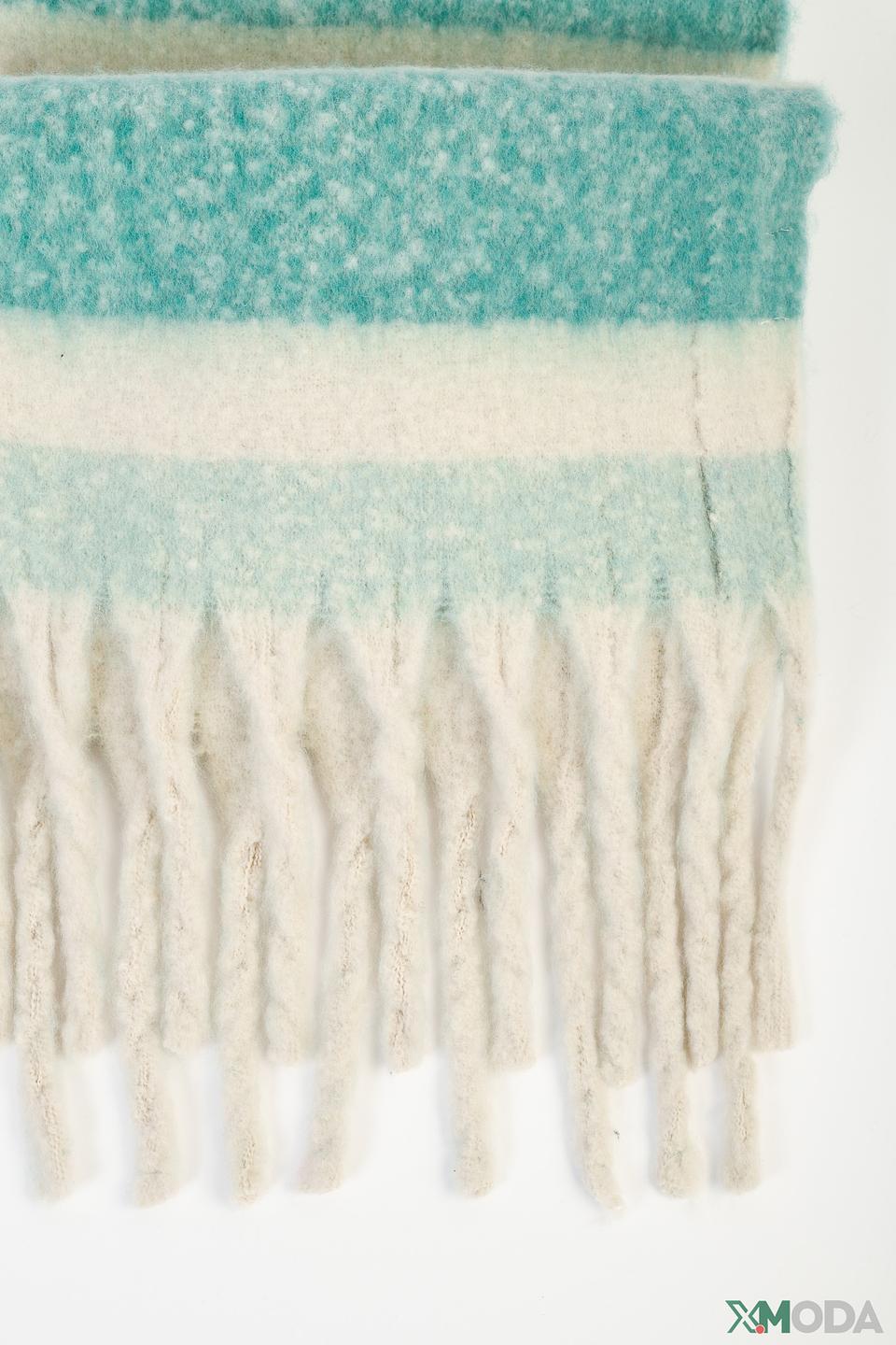 Шарф QS в клетку бирюзовый