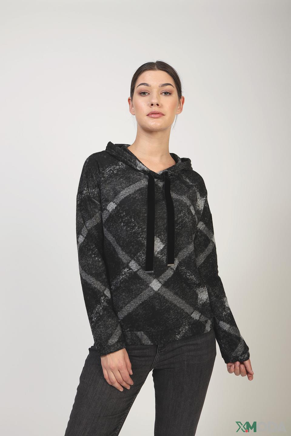 Пуловер Erfo с капюшоном в клетку