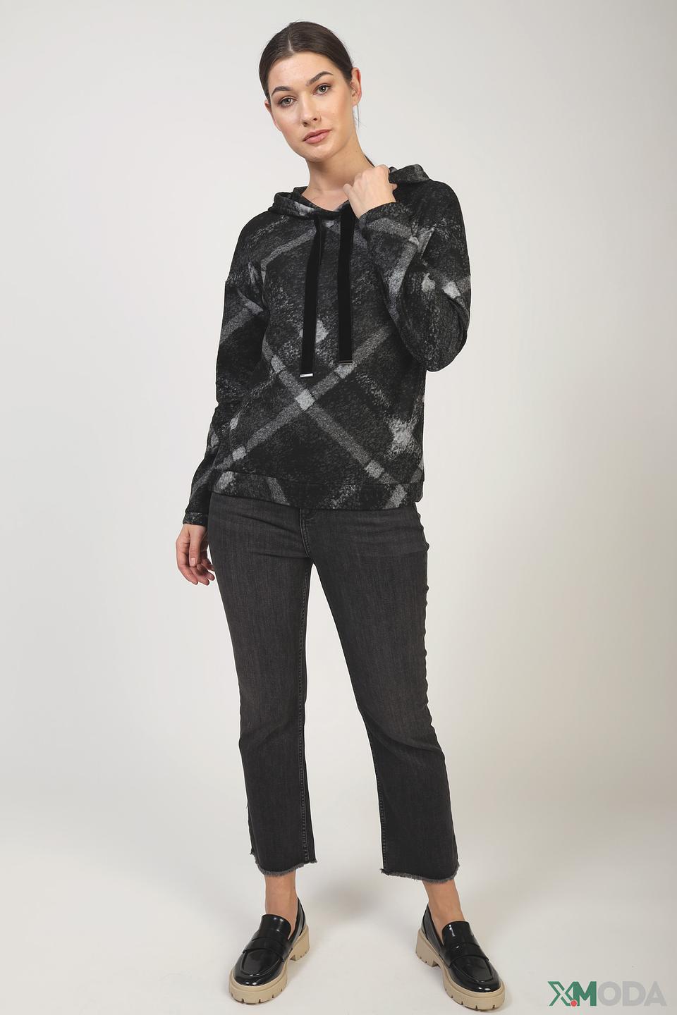 Пуловер Erfo с капюшоном в клетку