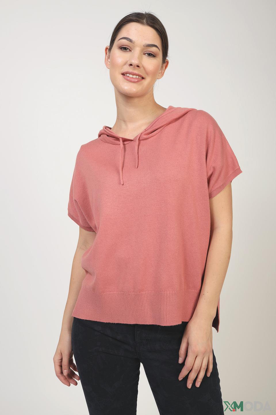 Пуловер Bianca с капюшоном розовый