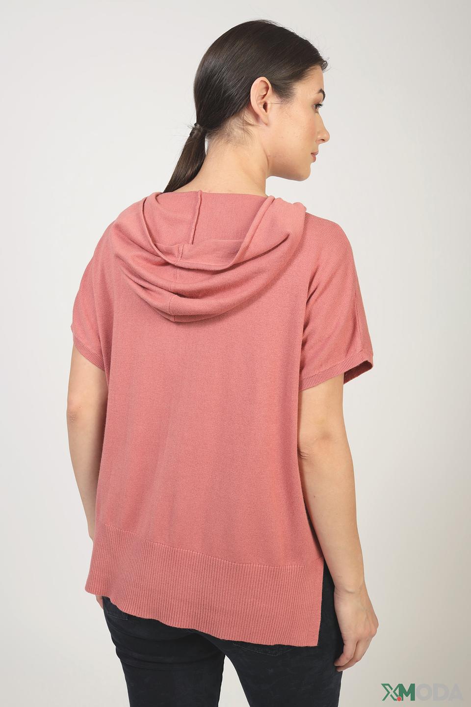 Пуловер Bianca с капюшоном розовый