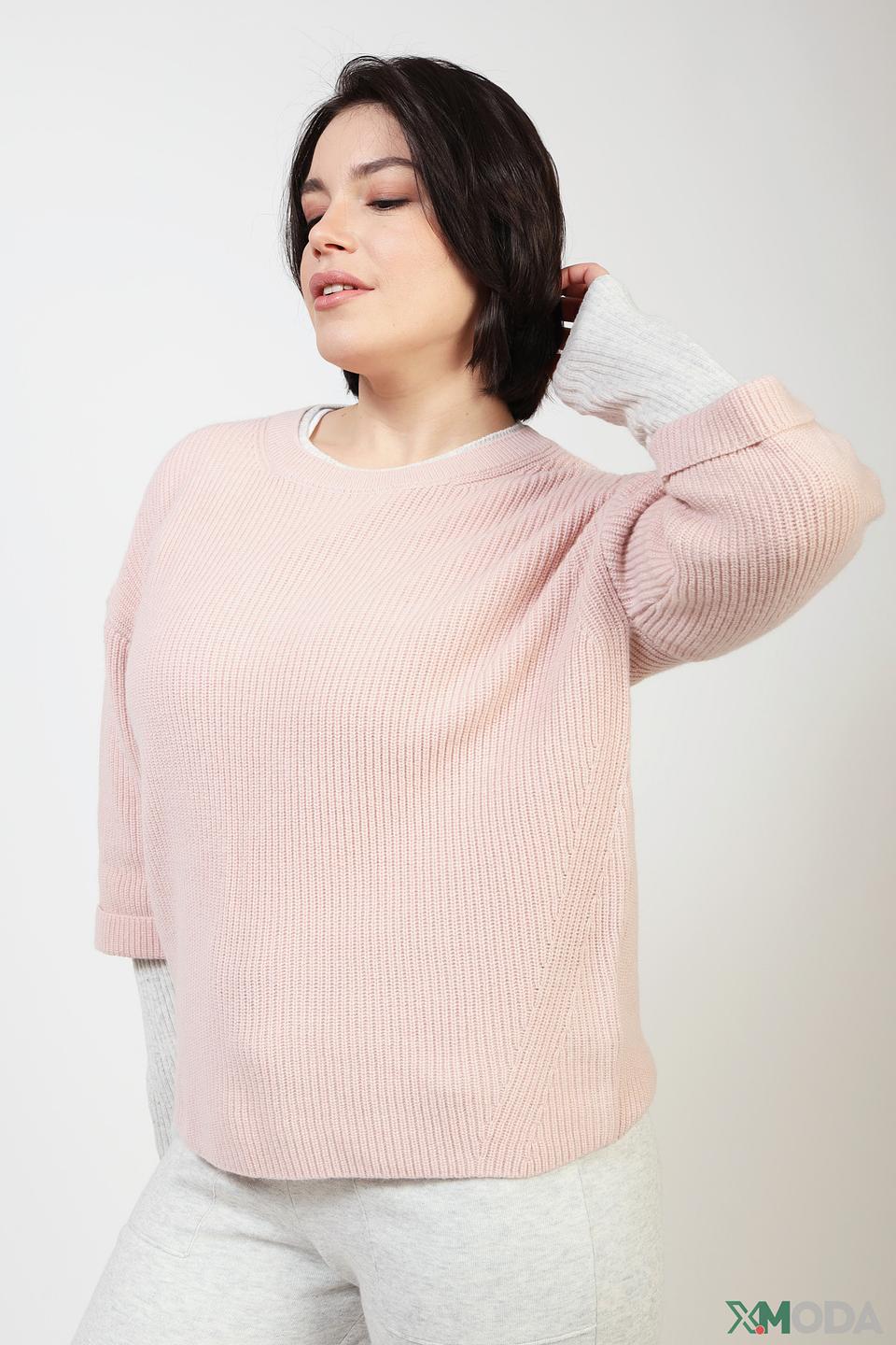 Пуловер Oui с контрастными рукавами