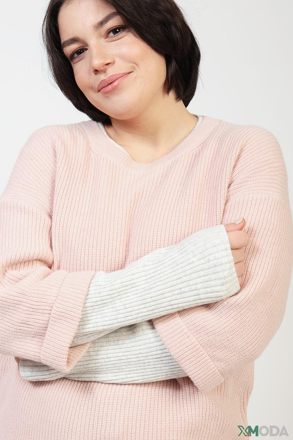 Пуловер Oui с контрастными рукавами