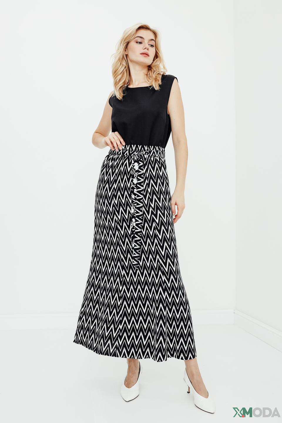 Юбка Betty Barclay зигзаг чёрно-белая