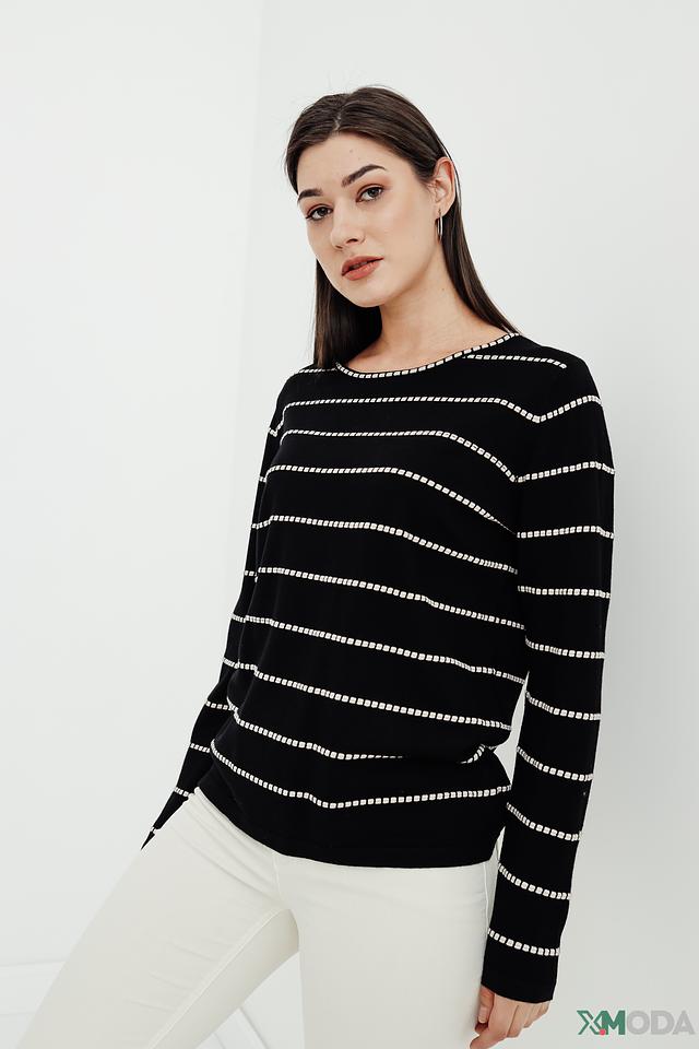 Пуловер Lebek в полоску чёрный