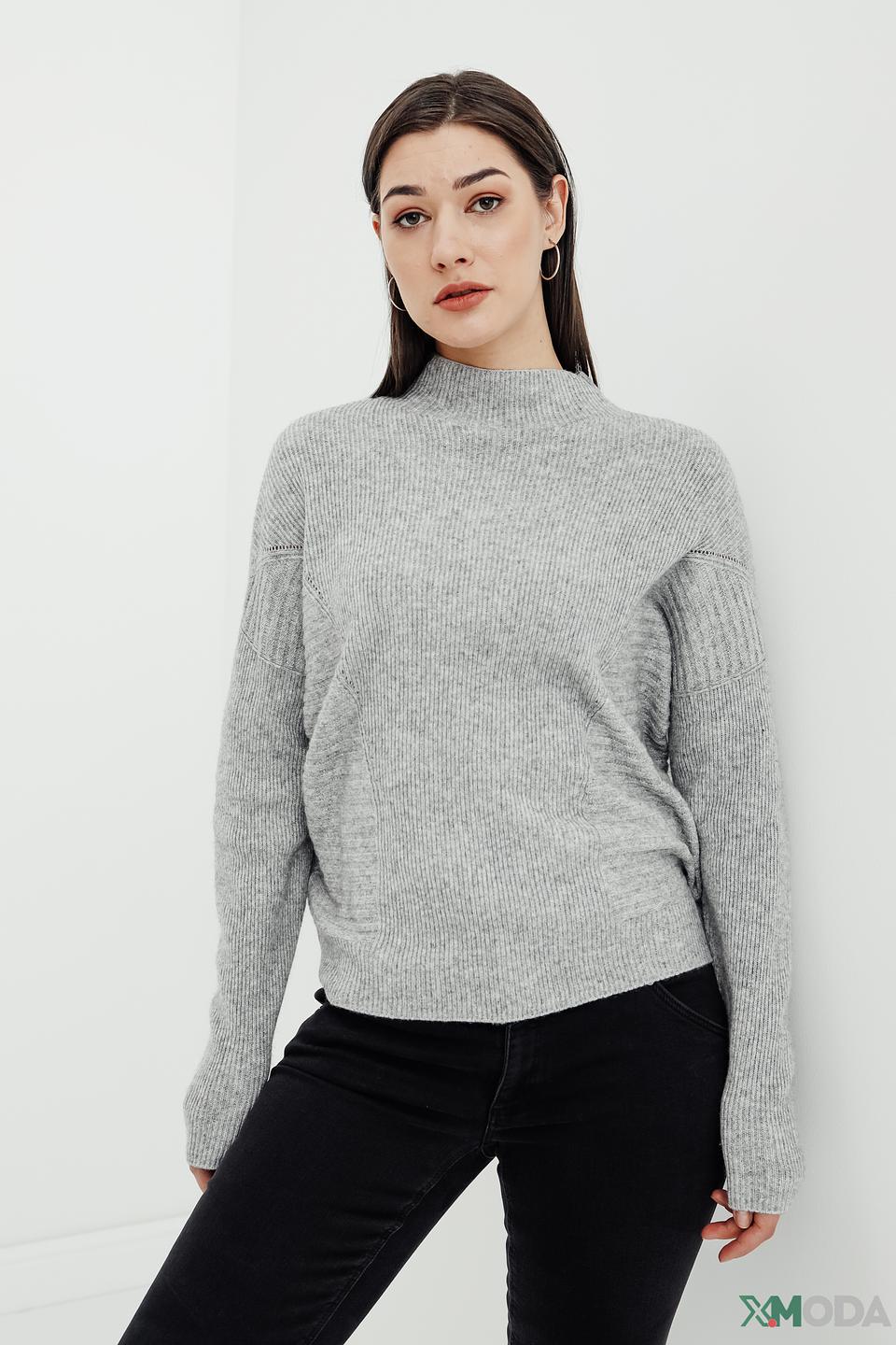 Пуловер Oui женский серый меланж