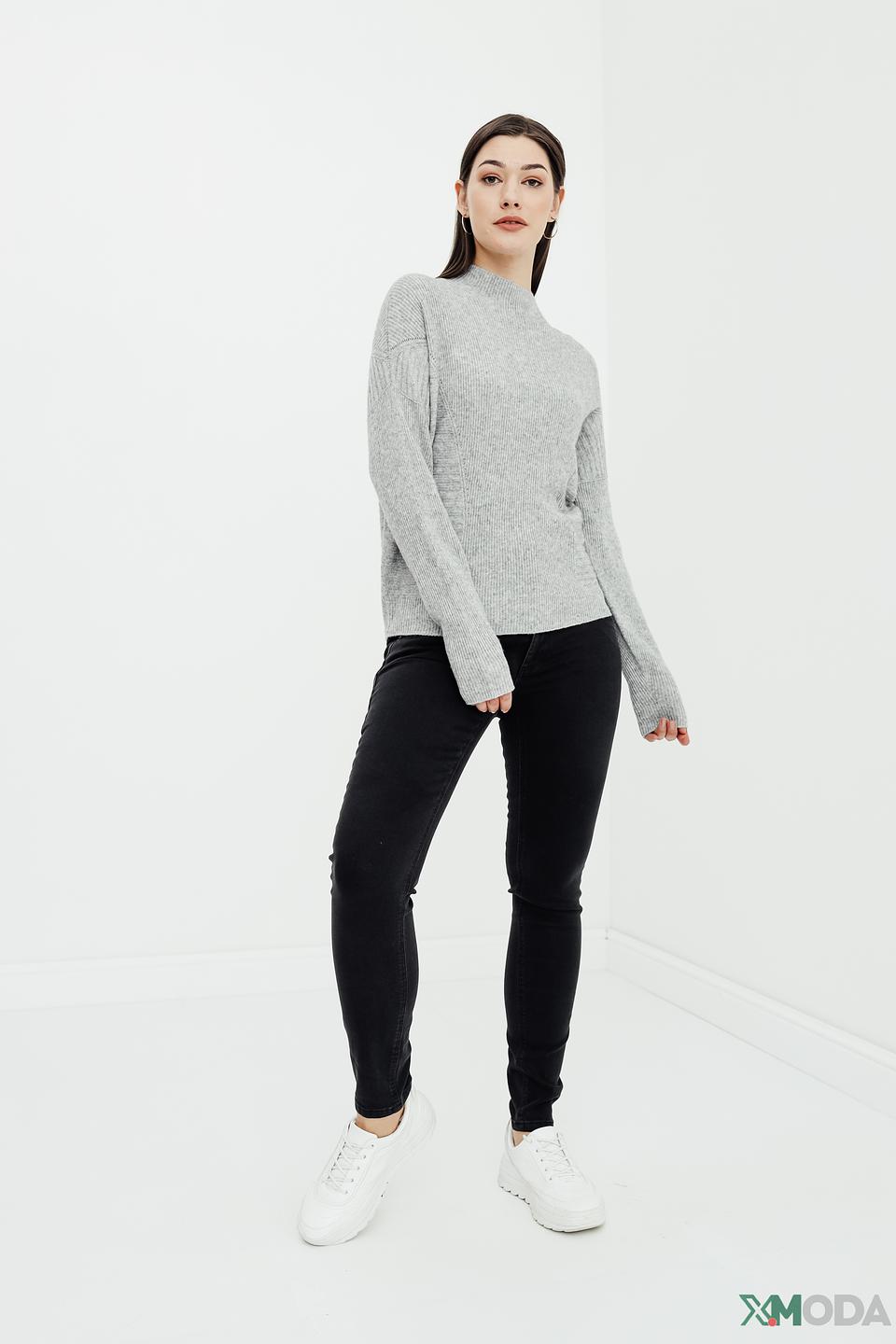 Пуловер Oui женский серый меланж