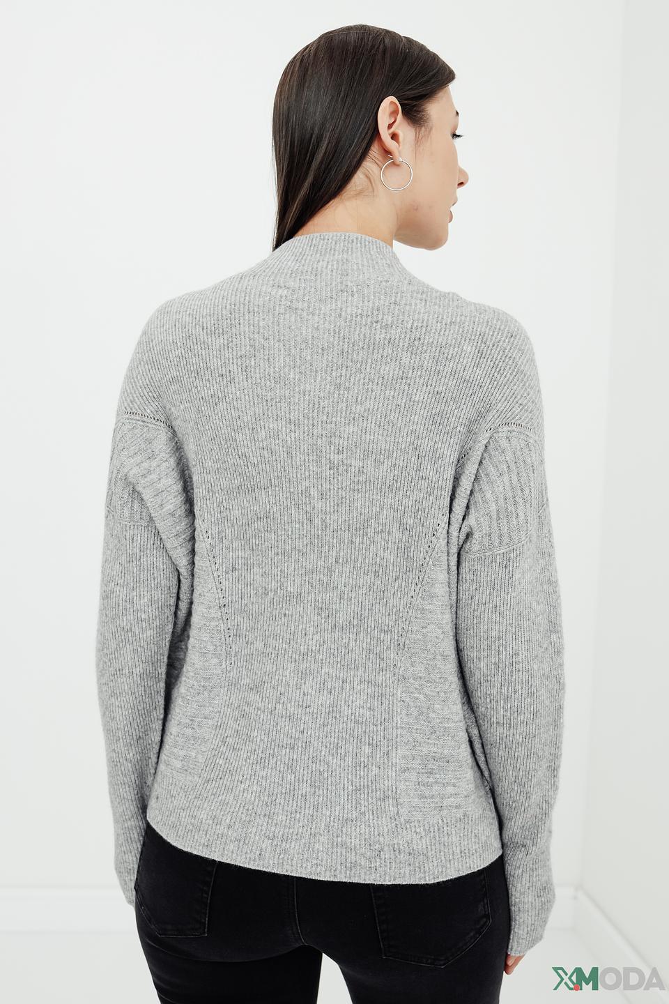 Пуловер Oui женский серый меланж