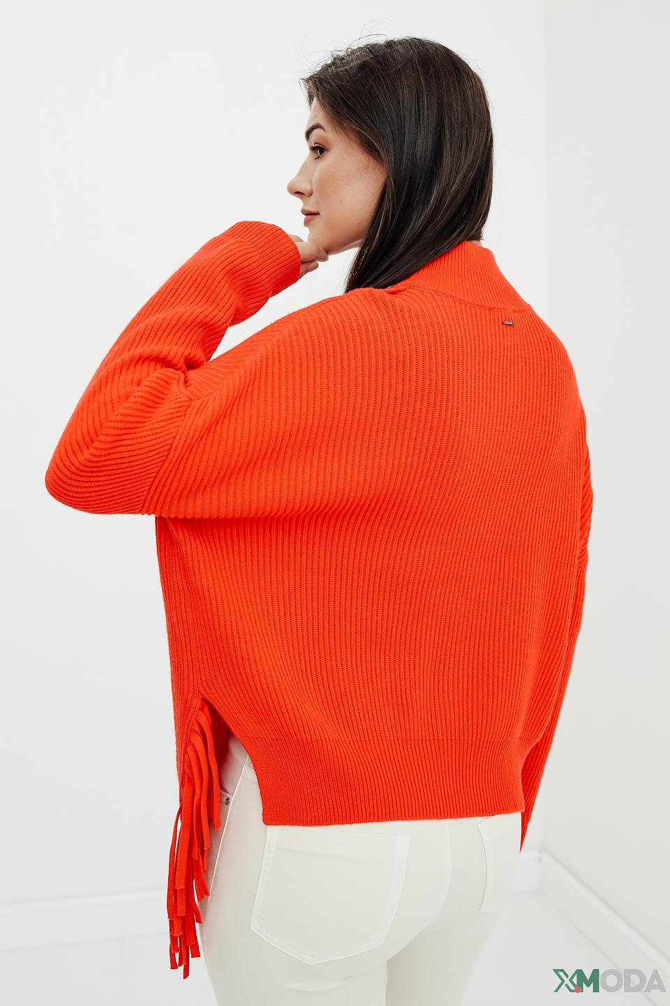 Пуловер Taifun оранжевый с бахромой
