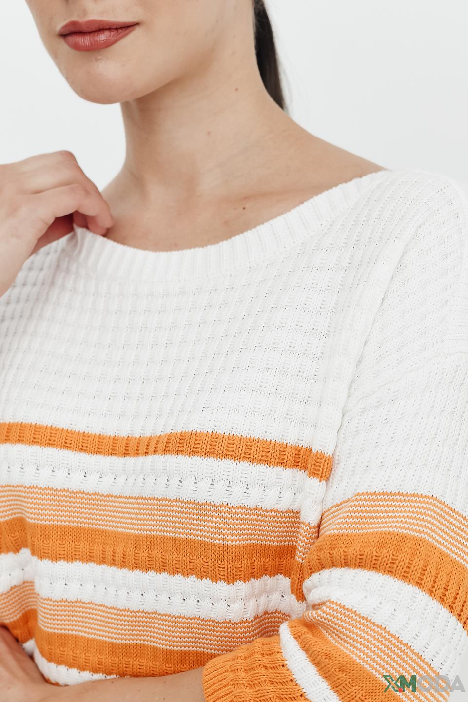 Пуловер Pezzo в полоску оранжевый