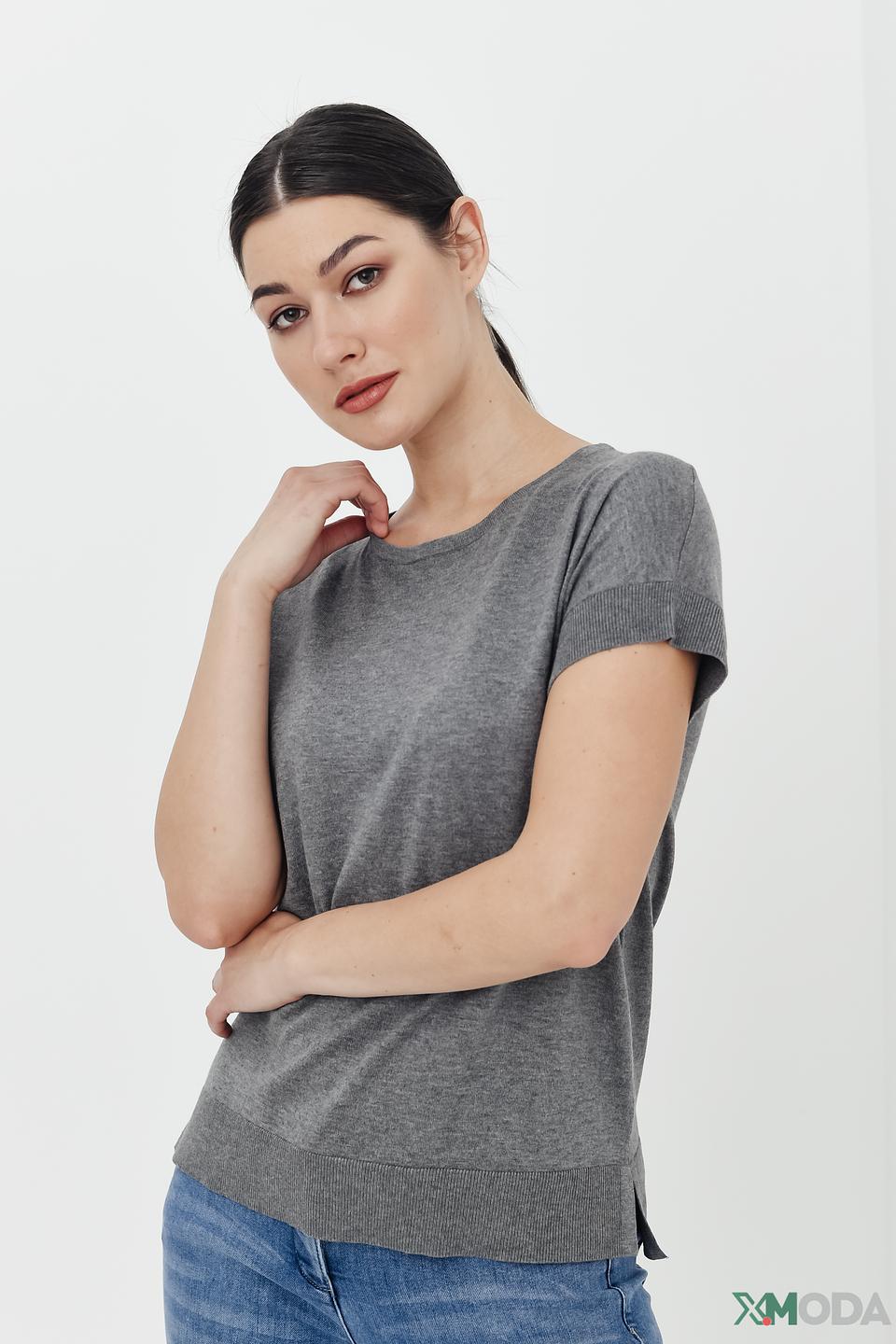 Пуловер Pezzo серый с коротким рукавом