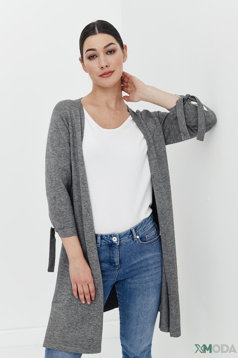 Кардиган Pezzo серый с рукавами-завязками