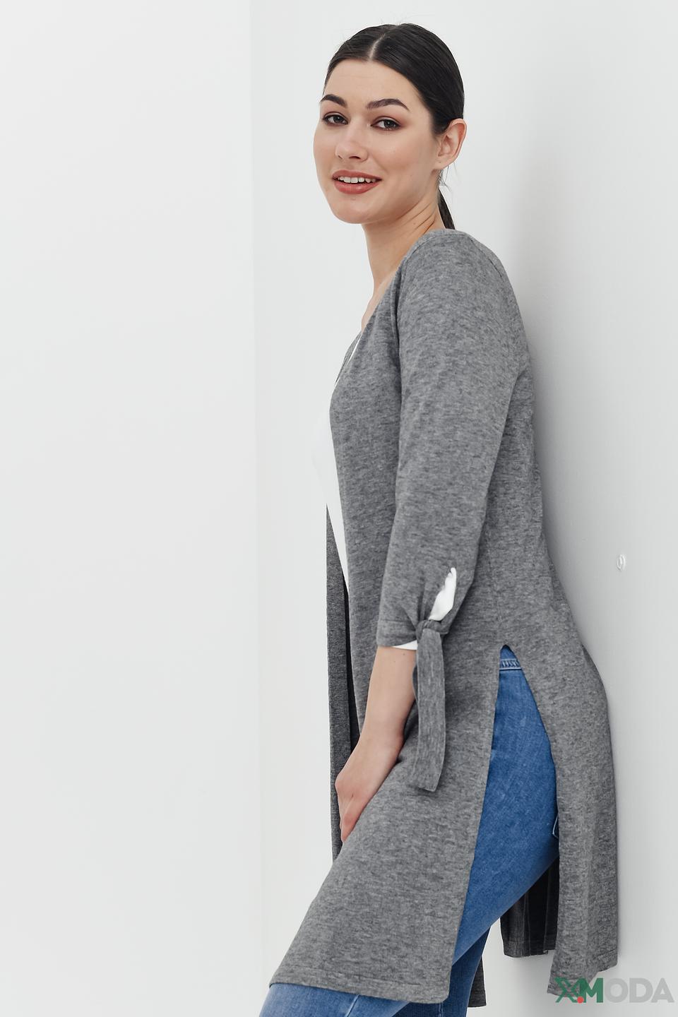 Кардиган Pezzo серый с рукавами-завязками