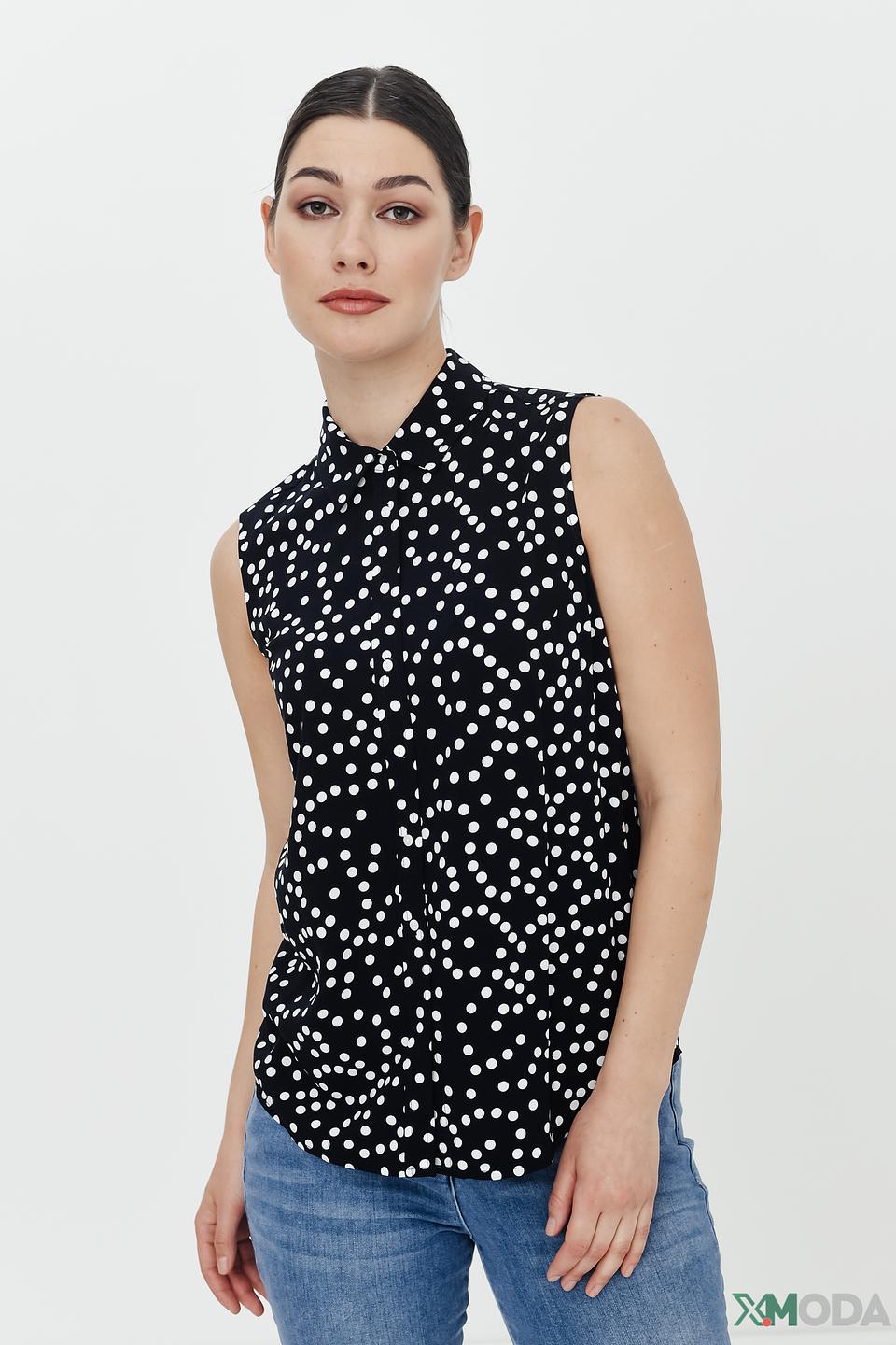 Блуза Pezzo в горошек чёрная