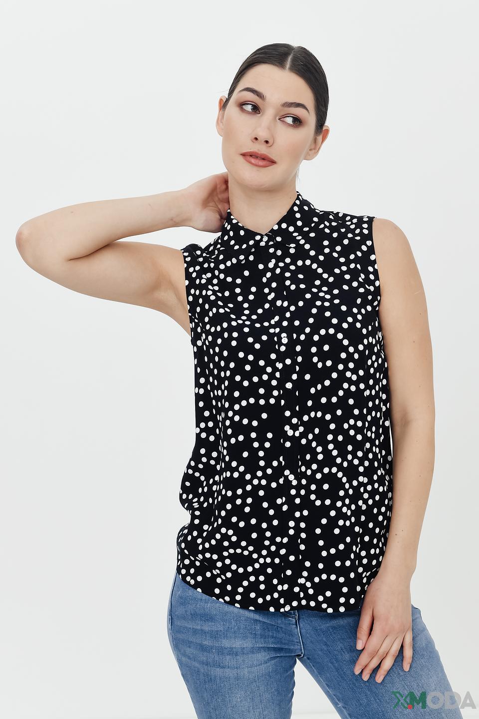 Блуза Pezzo в горошек чёрная