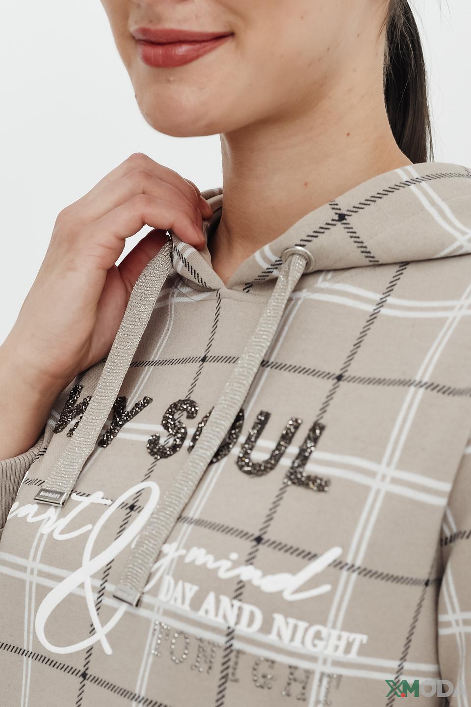 Пуловер Monari в клетку с капюшоном