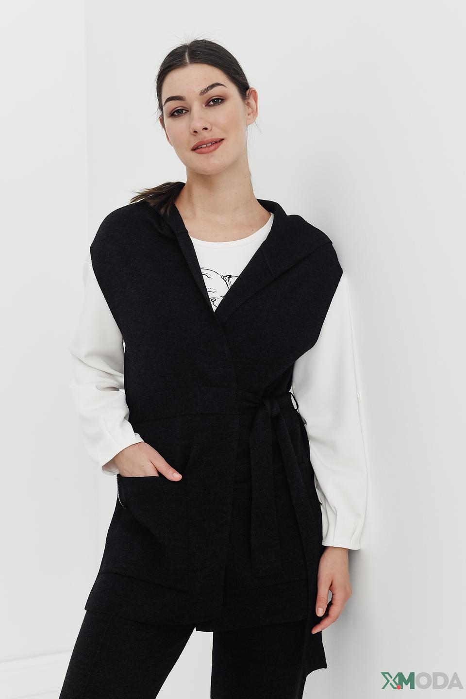 Жакет-жилет Monari чёрный с капюшоном