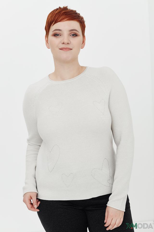 Пуловер Rabe collection с сердцами светло-серый