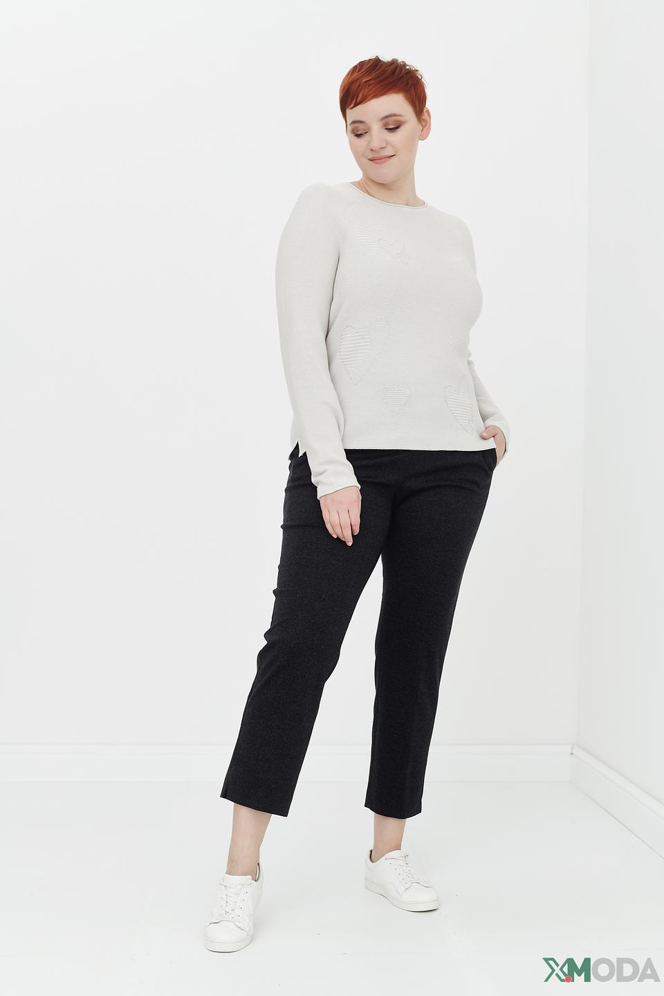 Пуловер Rabe collection с сердцами светло-серый