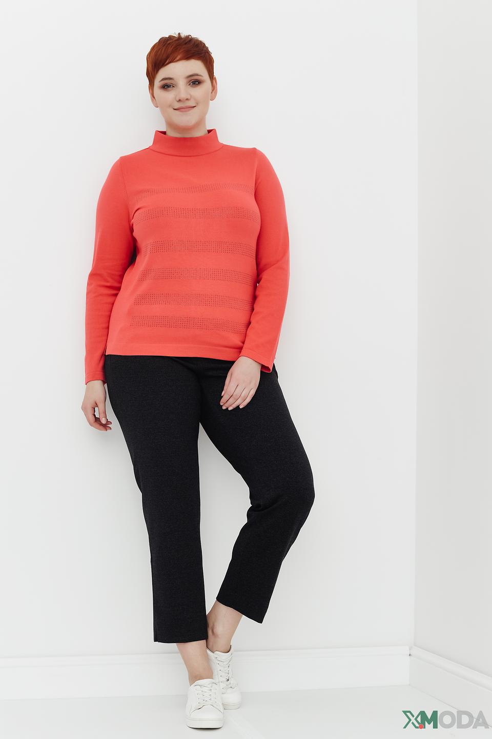 Водолазка Rabe collection кораллового цвета с декоративными элементами