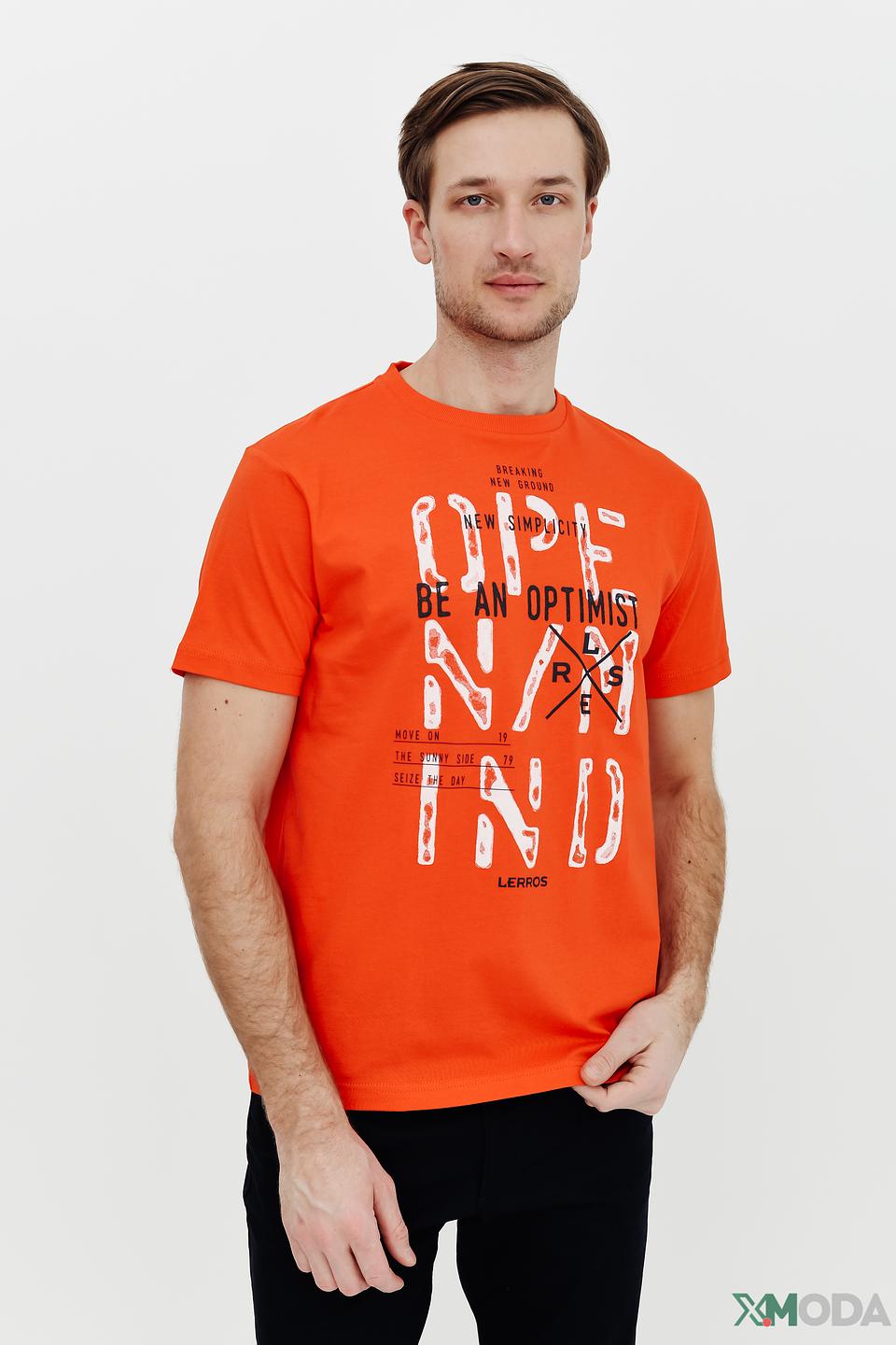 Футболка Lerros оранжевая с принтом