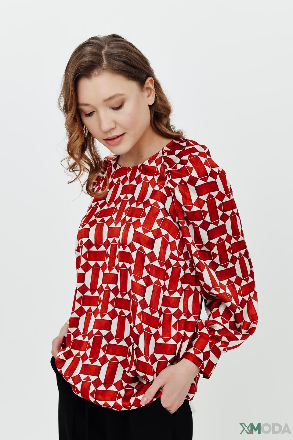 Блуза Rich and Royal в красный принт